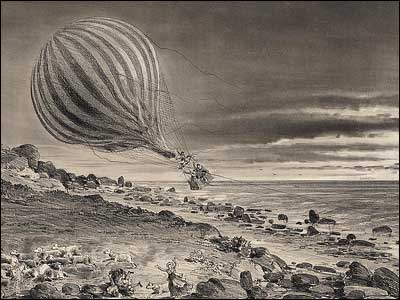 Atterrissage mouvement d'un ballon en 1868
